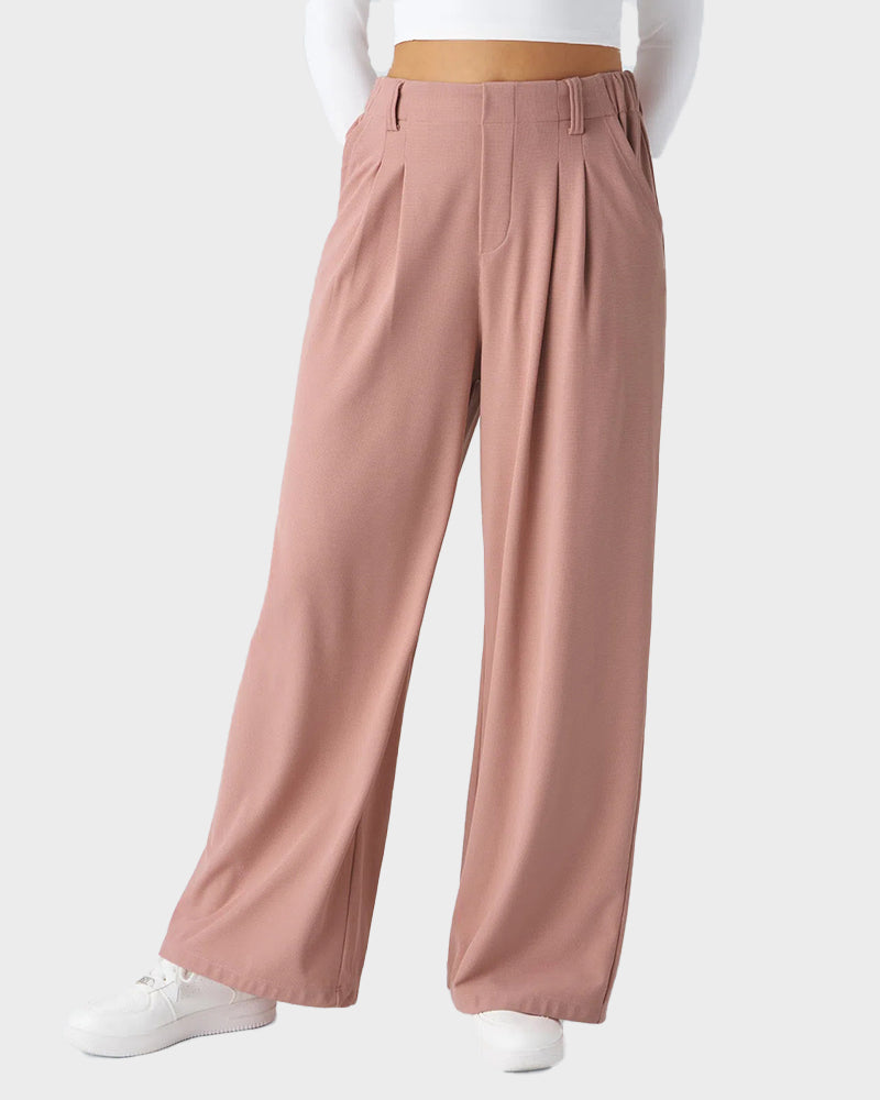 High Waisted Waffle Knit Wide Leg Pants