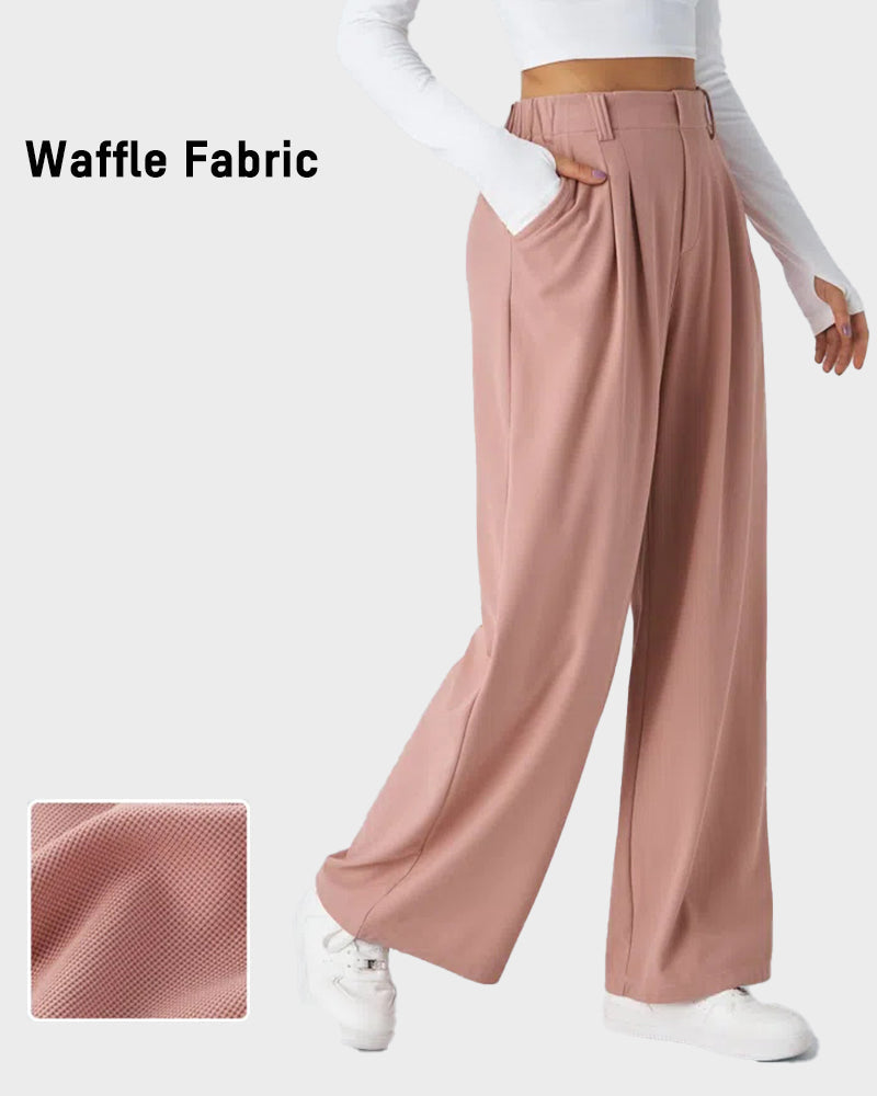 High Waisted Waffle Knit Wide Leg Pants