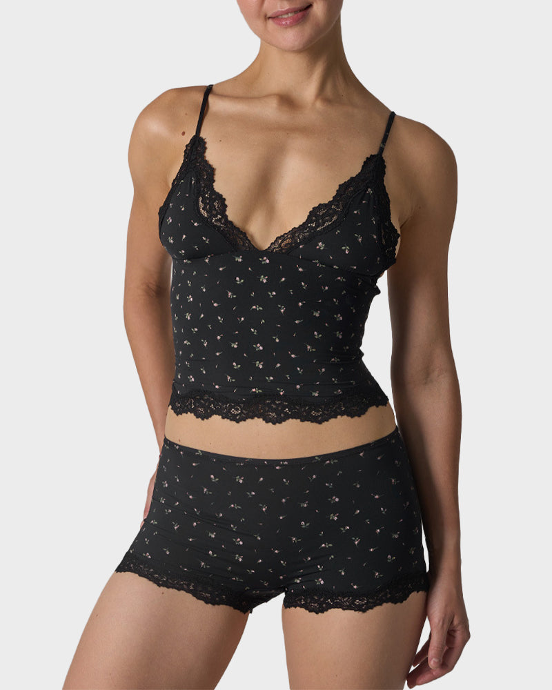 Lace Camisole & Boyshorts Lingerie Set