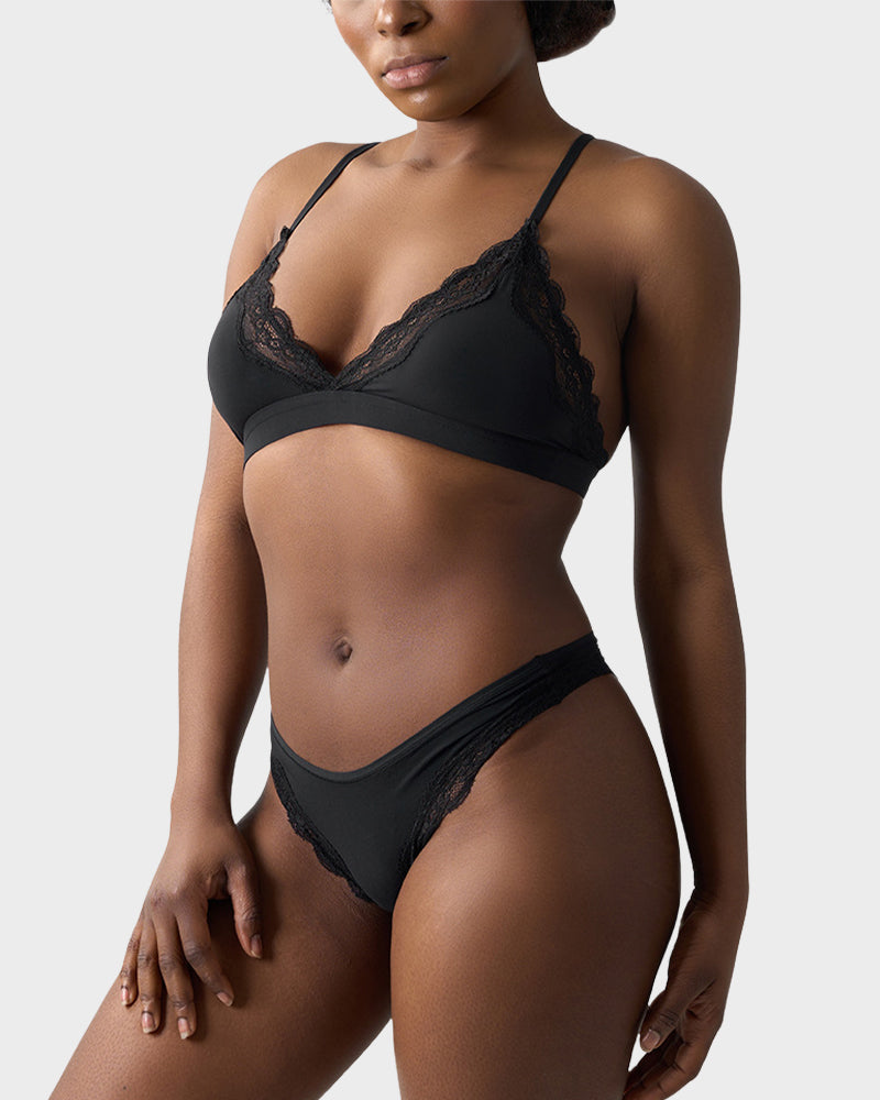 Lace Triangle Bralette & Briefs Set