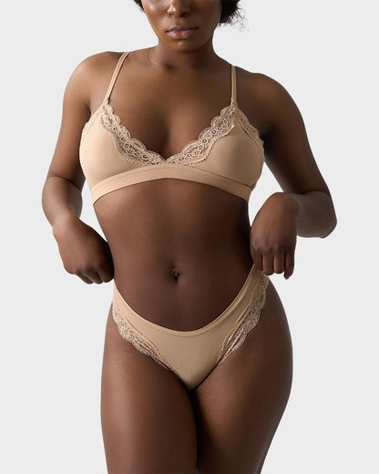 Lace Triangle Bralette & Briefs Set