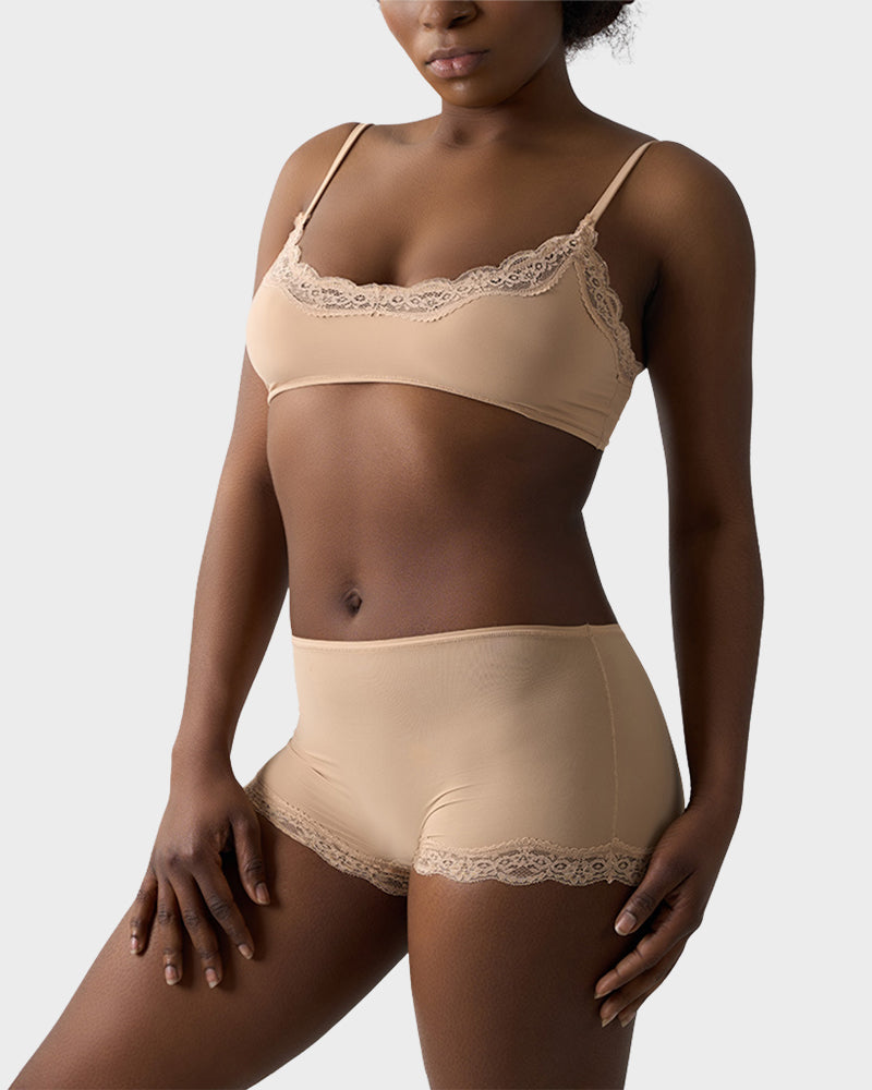 Lace Trim Wirefree Bralette & Panty Set