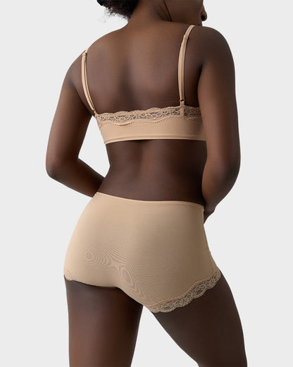 Lace Trim Wirefree Bralette & Panty Set