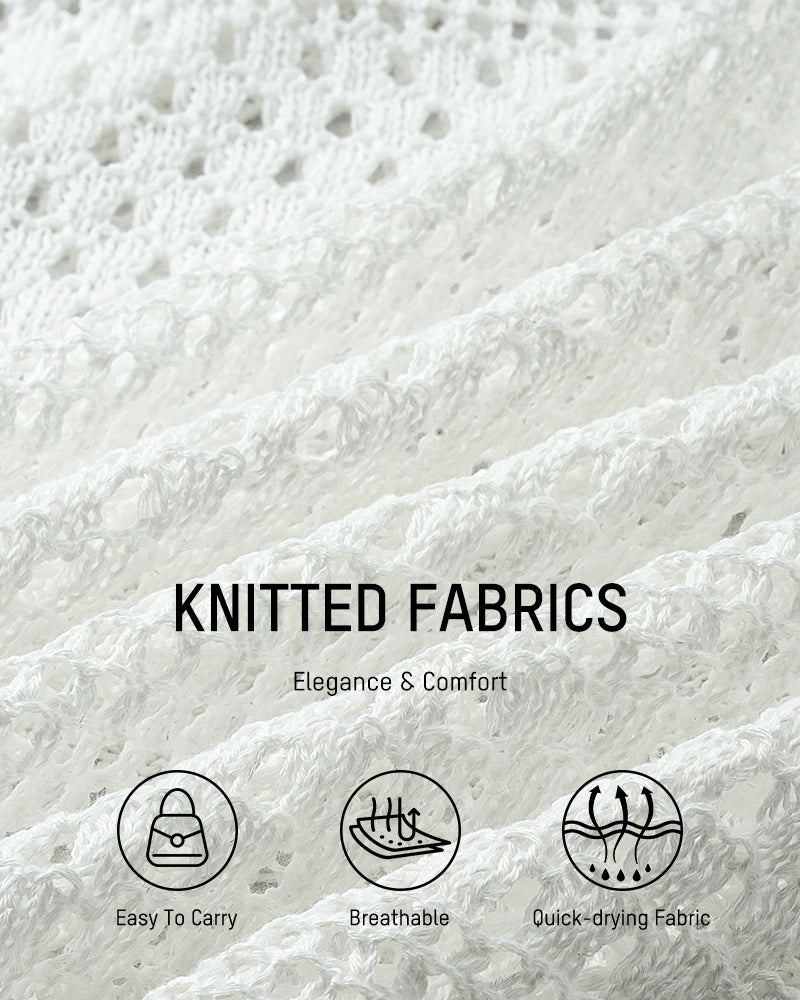 Long Sleeve Crochet Swim Cover Up Beach Dress