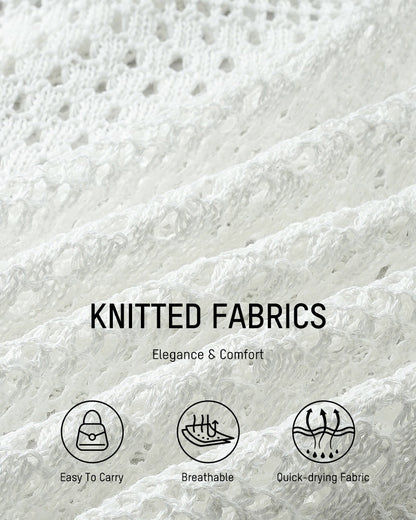 Long Sleeve Crochet Swim Cover Up Beach Dress