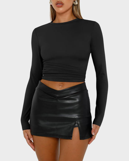 3-Pack Long Sleeve Slim Fit Crop Top