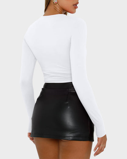 3-Pack Long Sleeve Slim Fit Crop Top