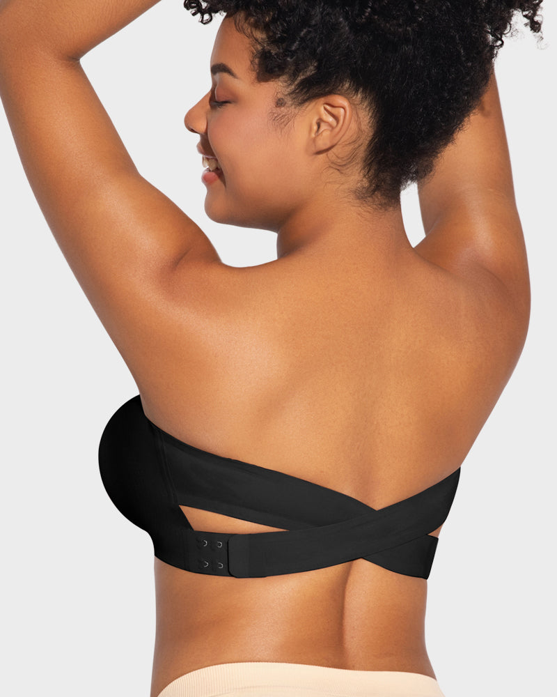 Non-Slip Crossover Side Hook Bandeau Bra