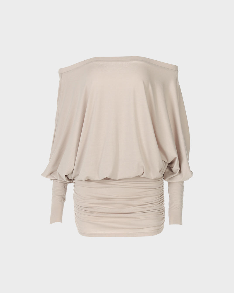 Off-Shoulder Sheer Ruched Bodycon Mini Dress