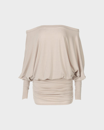 Off-Shoulder Sheer Ruched Bodycon Mini Dress