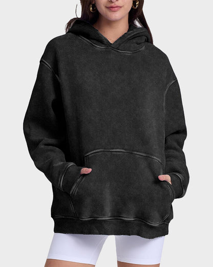 Oversized Unisex Acid Wash Hoodie Pullover