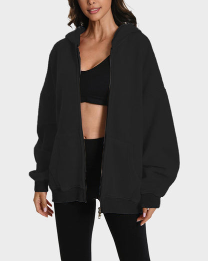 Oversized Unisex Acid Wash Zip Hoodie