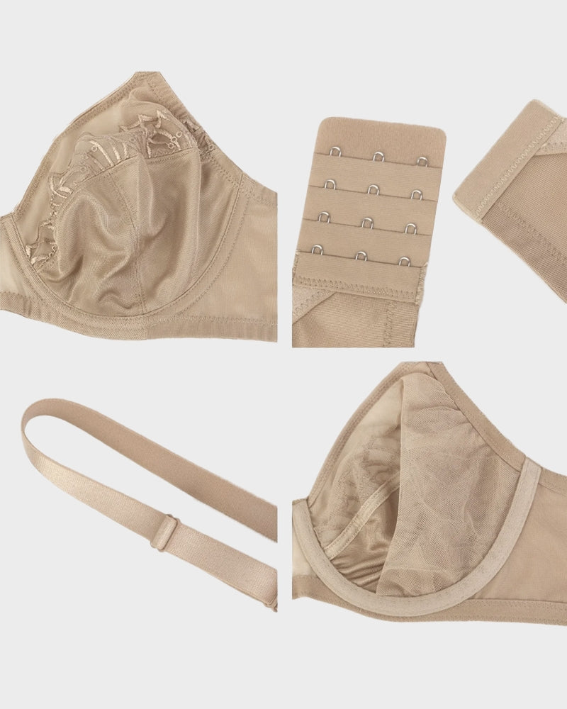 Plus-Size Pearl Shimmer Lace Minimizer Bra