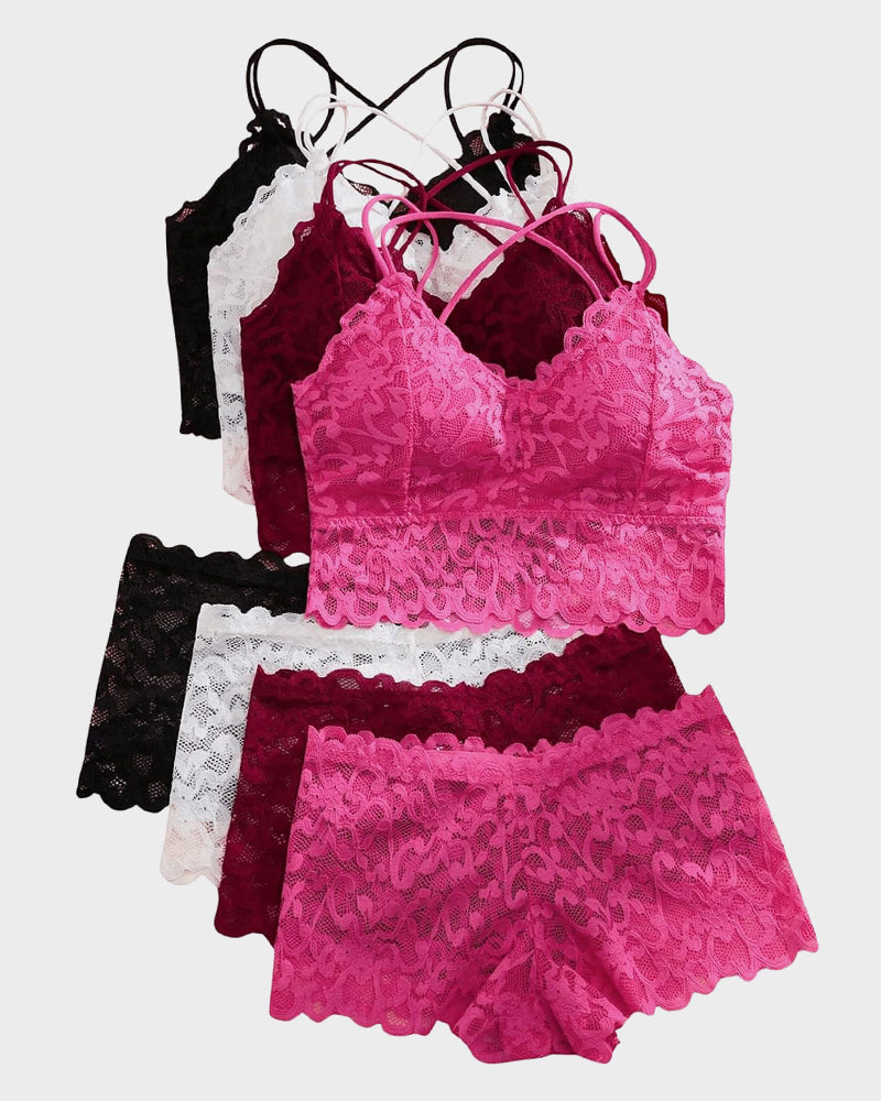 Conjunto Romántico de Bralette y Panty de Encaje