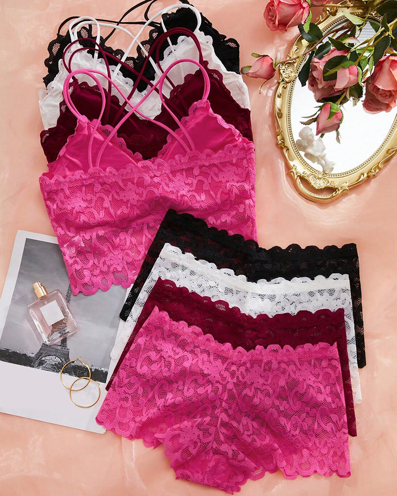 Conjunto Romántico de Bralette y Panty de Encaje