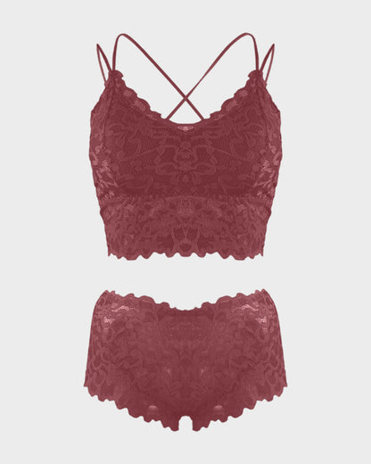 Conjunto Romántico de Bralette y Panty de Encaje
