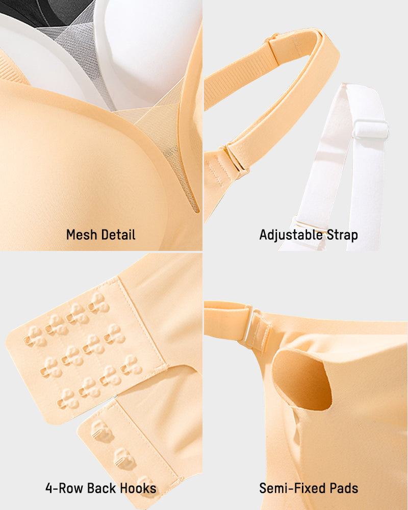Seamless Mesh Panel Invisible Thin Bra