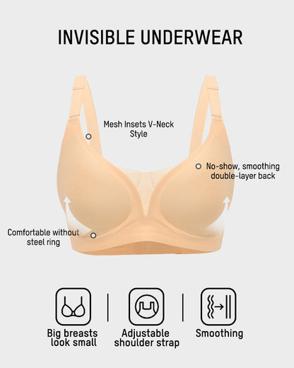 Seamless Mesh Panel Invisible Thin Bra