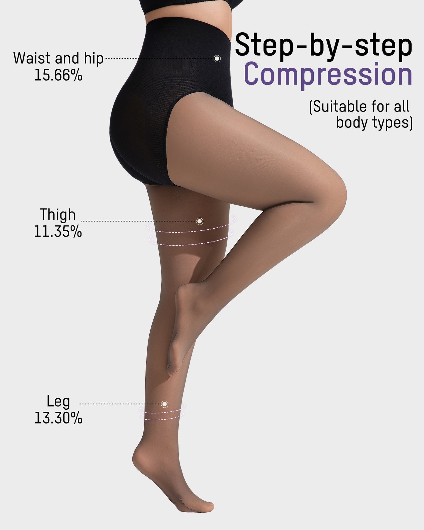 Semi-Sheer Black High-Waist Shaping Tights – Thin & Fleece-Lined