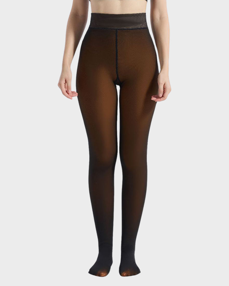 Semi-Transparent Single Seam Fleece Lined Tights