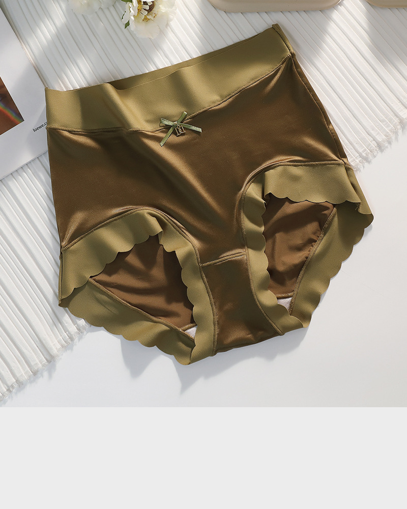 Braguitas Sin Costuras de Cintura Alta con Bordes Ondulados, Satinadas (Paquete de 6)