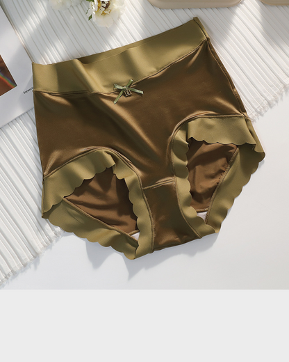 Braguitas Sin Costuras de Cintura Alta con Bordes Ondulados, Satinadas (Paquete de 6)