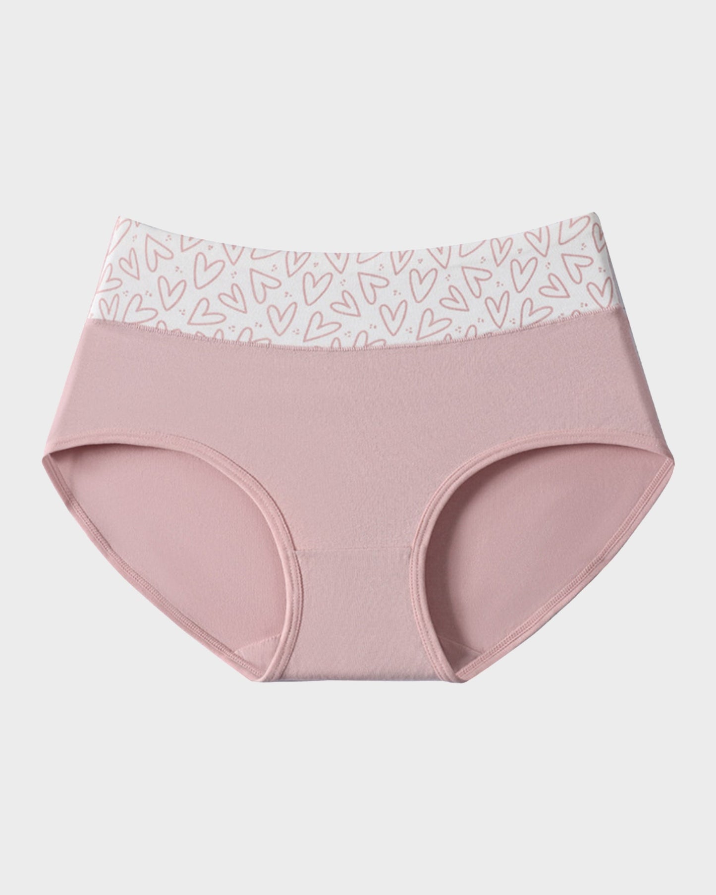 Panties de Algodón Suave con Estampado de Corazones y Cintura Alta(Paquete de 6)