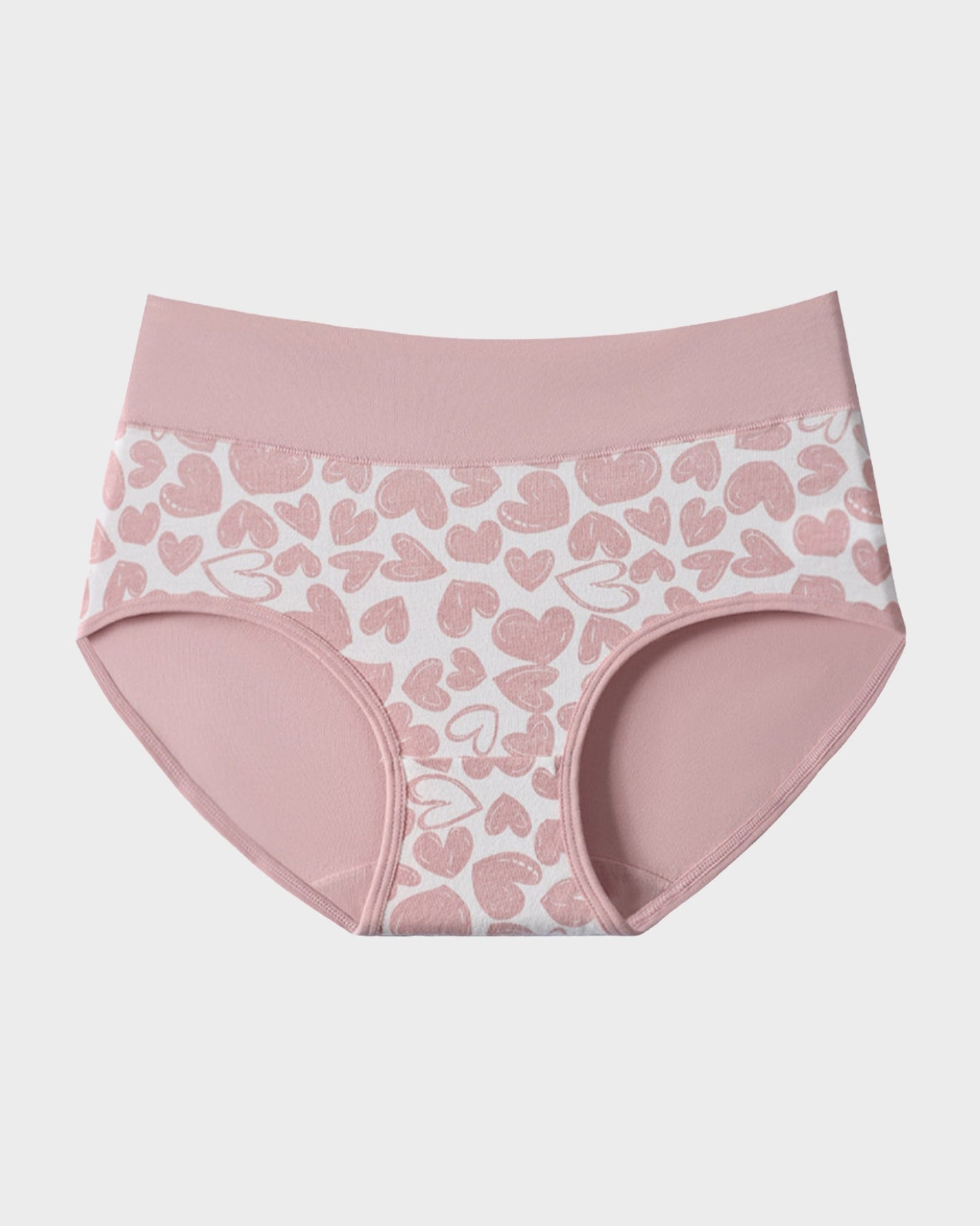Panties de Algodón Suave con Estampado de Corazones y Cintura Alta(Paquete de 6)