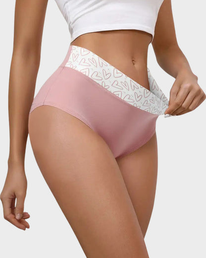 Panties de Algodón Suave con Estampado de Corazones y Cintura Alta(Paquete de 6)