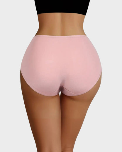 Panties de Algodón Suave con Estampado de Corazones y Cintura Alta(Paquete de 6)