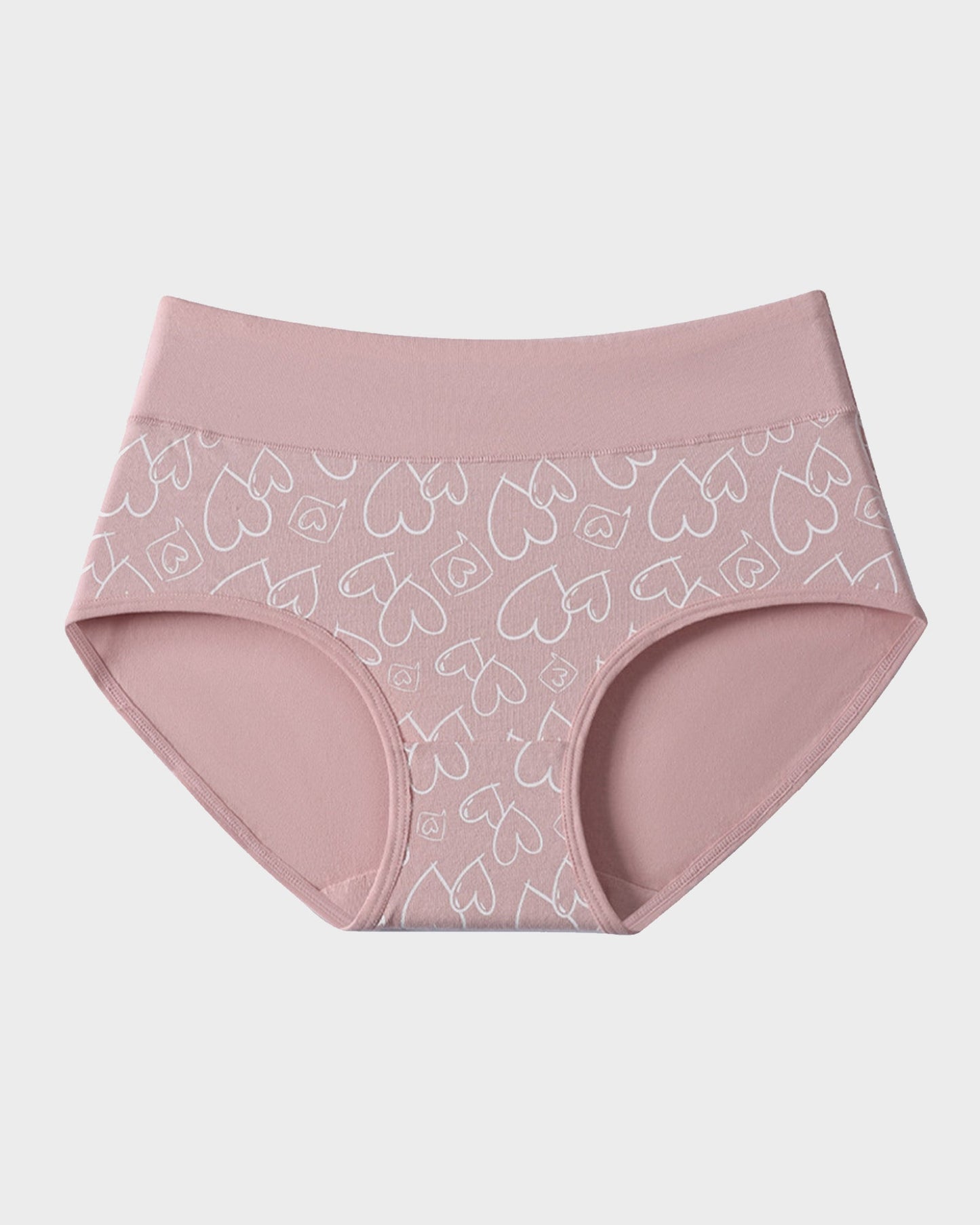 Panties de Algodón Suave con Estampado de Corazones y Cintura Alta(Paquete de 6)