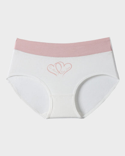 Panties de Algodón Suave con Estampado de Corazones y Cintura Alta(Paquete de 6)