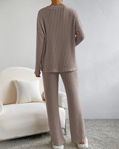 Soft V-Neck Two-Piece Lounge Set