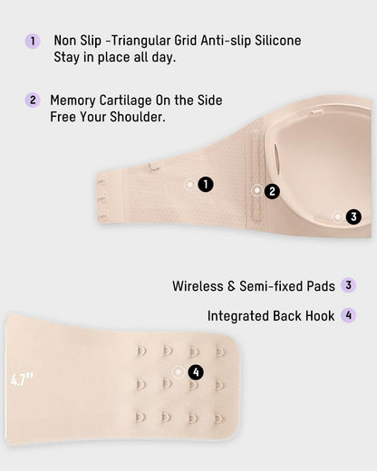 Strapless Wireless Padded Bandeau Bra