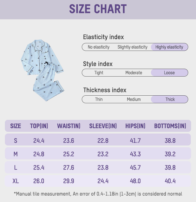 Striped Bow Print Long Sleeve Pajama Set