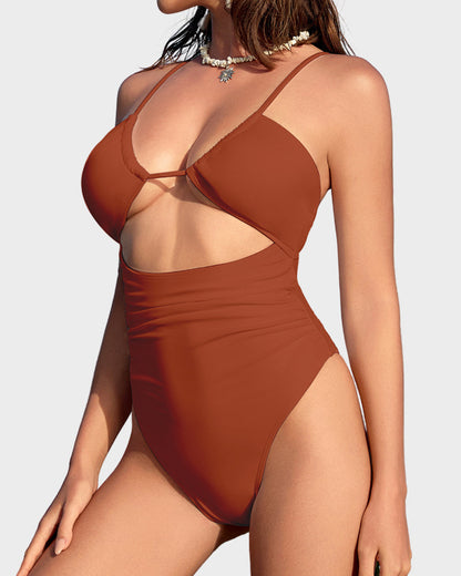 Women's One Piece Flattering Cheeky High Cut Out Cute Swimsuit