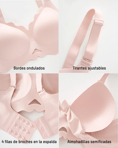 Sujetador Sin Costuras Sin Aros con Bordes Ondulados y de Gel
