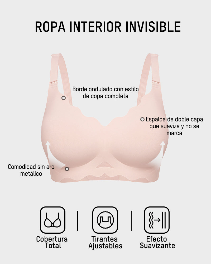 Sujetador Sin Costuras Sin Aros con Bordes Ondulados y de Gel