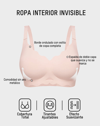 Sujetador Sin Costuras Sin Aros con Bordes Ondulados y de Gel