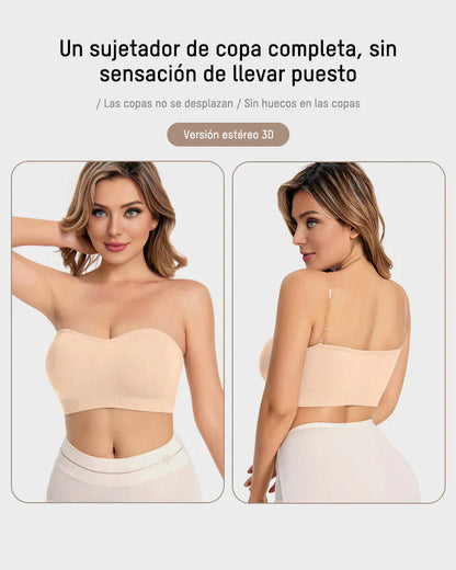 Brasier strapless sin varilla, sin costuras y antideslizante