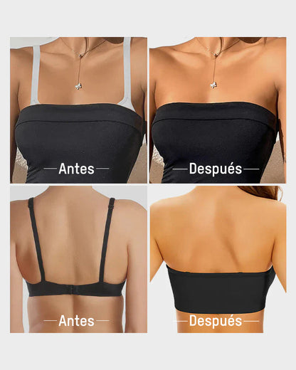 Brasier strapless sin varilla, sin costuras y antideslizante