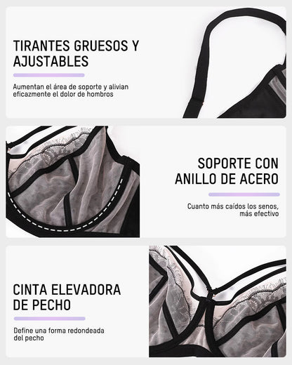 Sujetador Minimizer de Encaje con Cobertura Total para Tallas Grandes