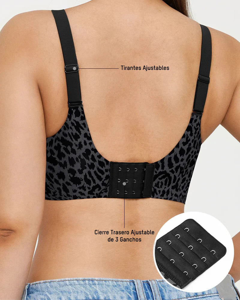 Brasier sin varilla con escote en V tipo leopardo