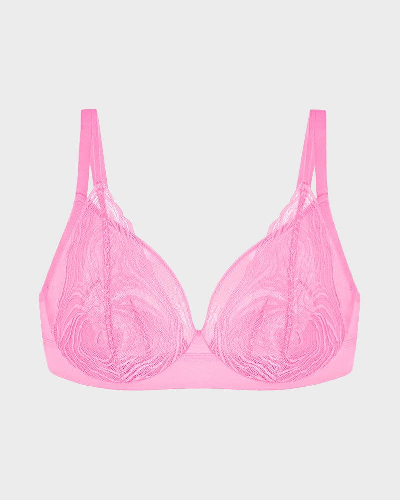 Brasier Tallas Grandes de Encaje y Malla con Varilla y Cobertura Total