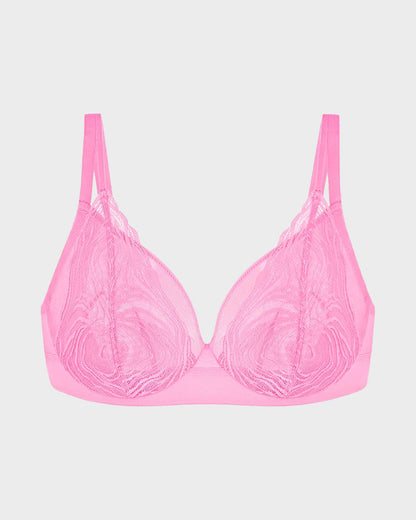 Brasier Tallas Grandes de Encaje y Malla con Varilla y Cobertura Total