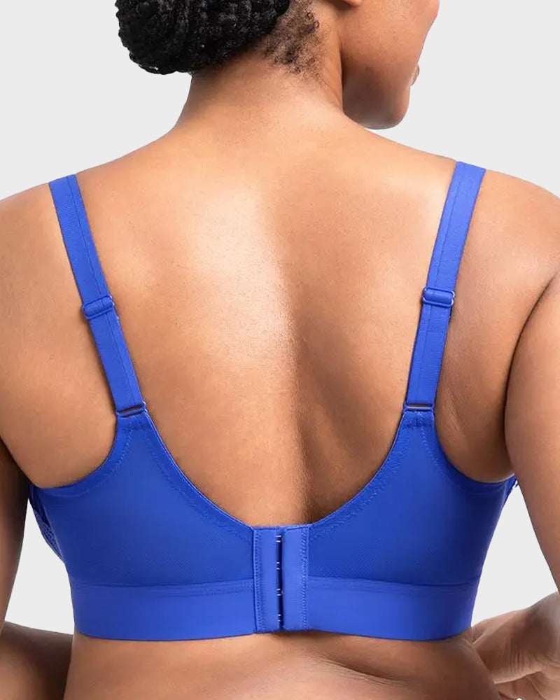 Brasier Tallas Grandes de Encaje y Malla con Varilla y Cobertura Total