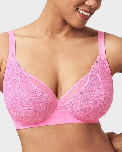 Brasier Tallas Grandes de Encaje y Malla con Varilla y Cobertura Total