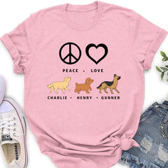 Peace Love Dog Pattern - Personalized Custom Women's T-shirt