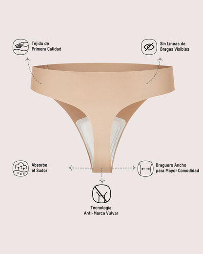 Tanga Sin Costuras con Protección Antimarcas (Paquete de 5)