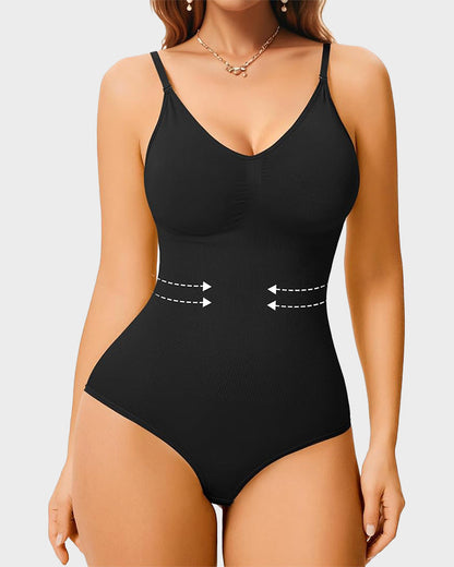 Body moldeador sin costuras tipo tanga, cuello redondo sin mangas